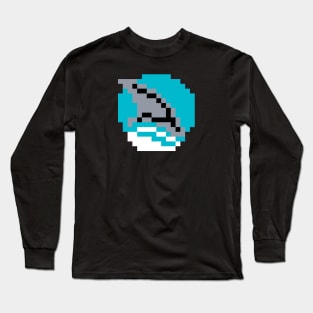 8-Bit Shark Fin Long Sleeve T-Shirt
